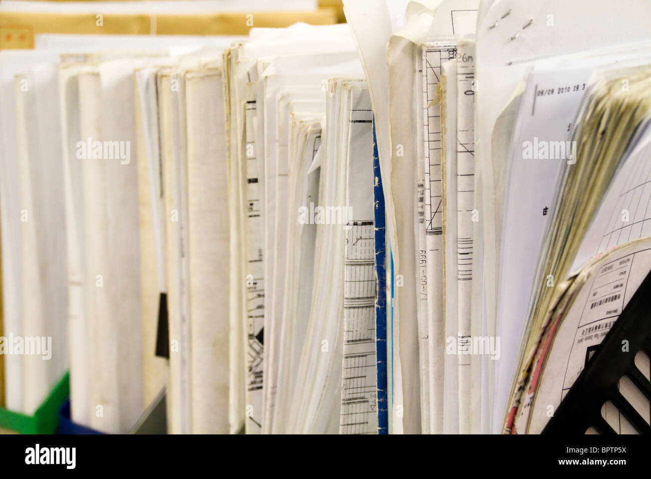 Stack di File,blueprint,file cartella close up per lo sfondo Foto Stock