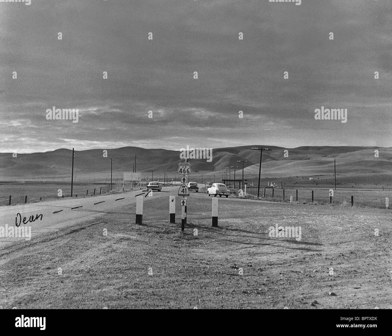 Scena di James Dean crash scena di James Dean's Car Crash (1955) Foto Stock