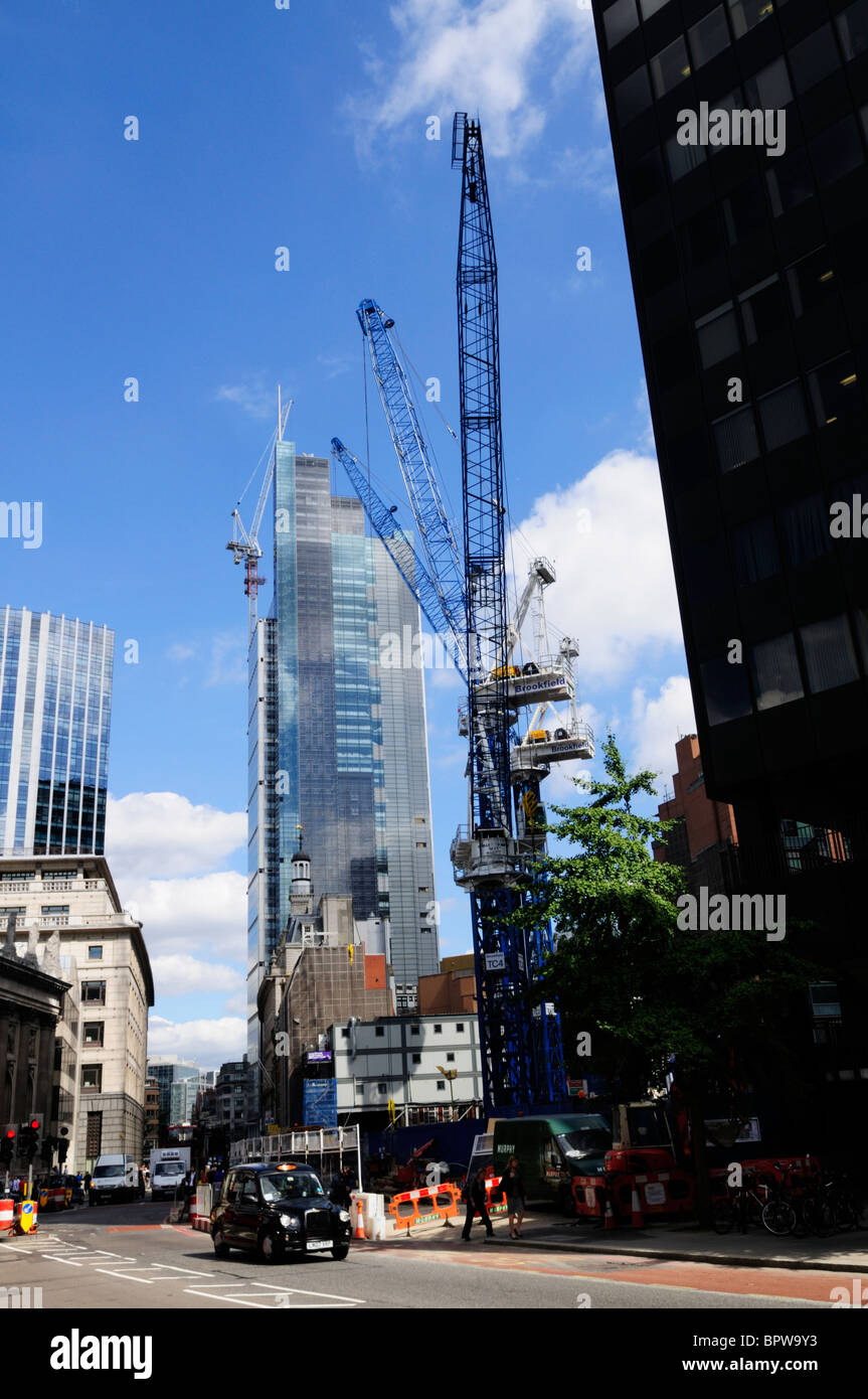 Il London Pinnacle e Heron Tower Building siti, Bishopsgate, London, England, Regno Unito Foto Stock