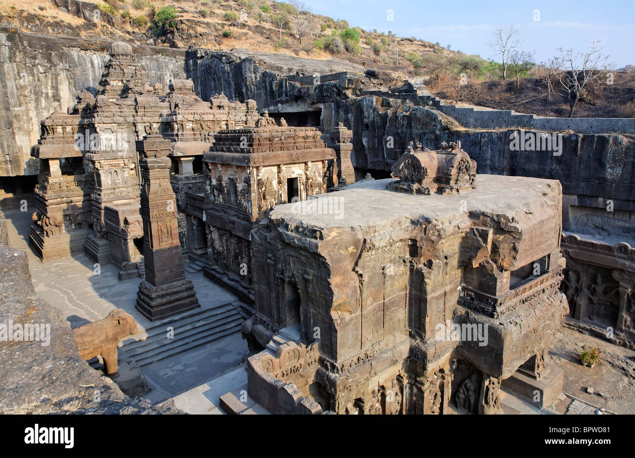 Kailash tempio, Grotte di Ellora, nello stato del Maharashtra, India Foto Stock