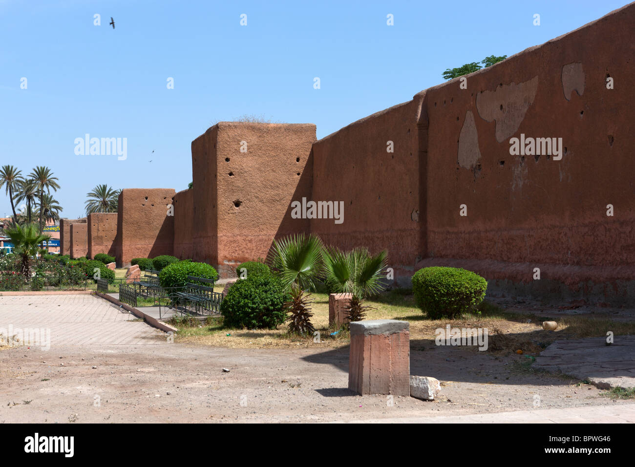 Mura antiche della città di Marrakech, Marocco, Africa Settentrionale, Africa Foto Stock