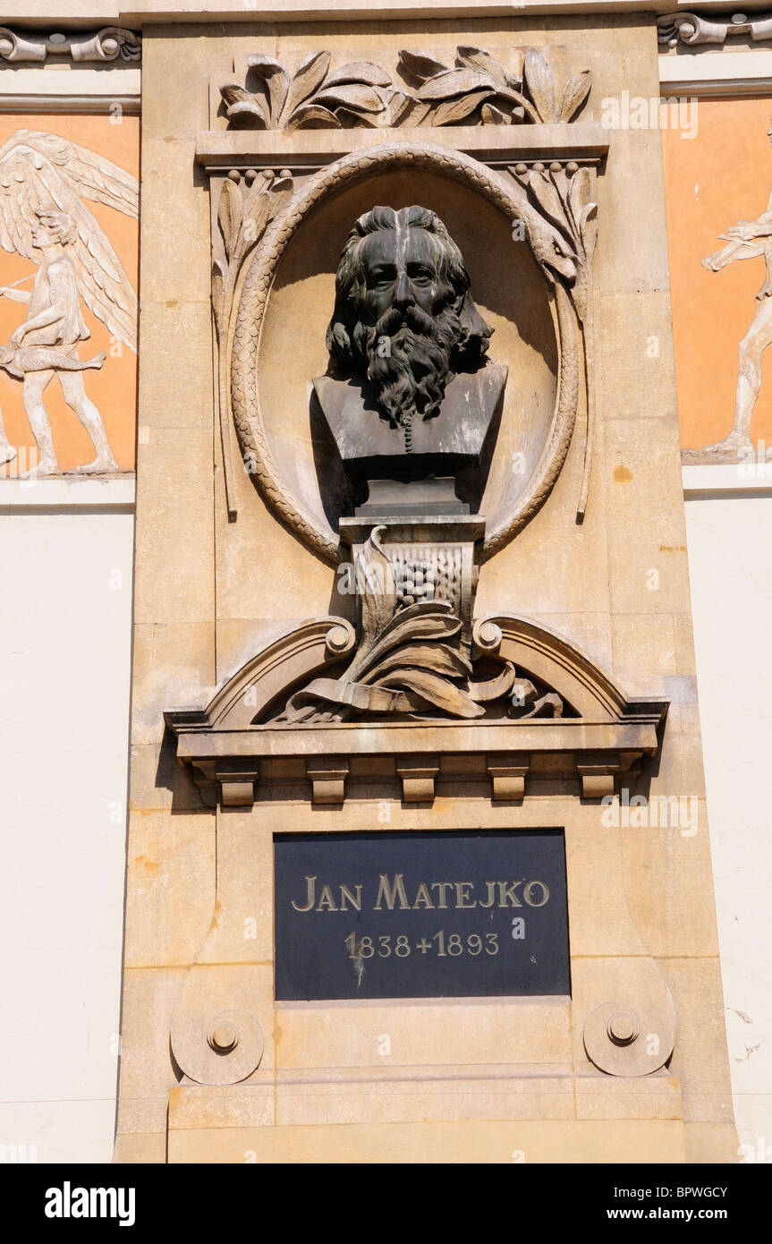 Busto di Jan Matejko decorare il palazzo di arte a Cracovia Foto Stock
