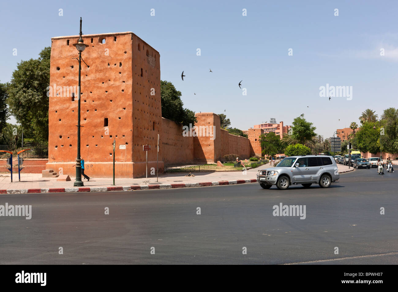Vecchie mura della città, Marrakech, Marocco, Africa Settentrionale, Africa Foto Stock