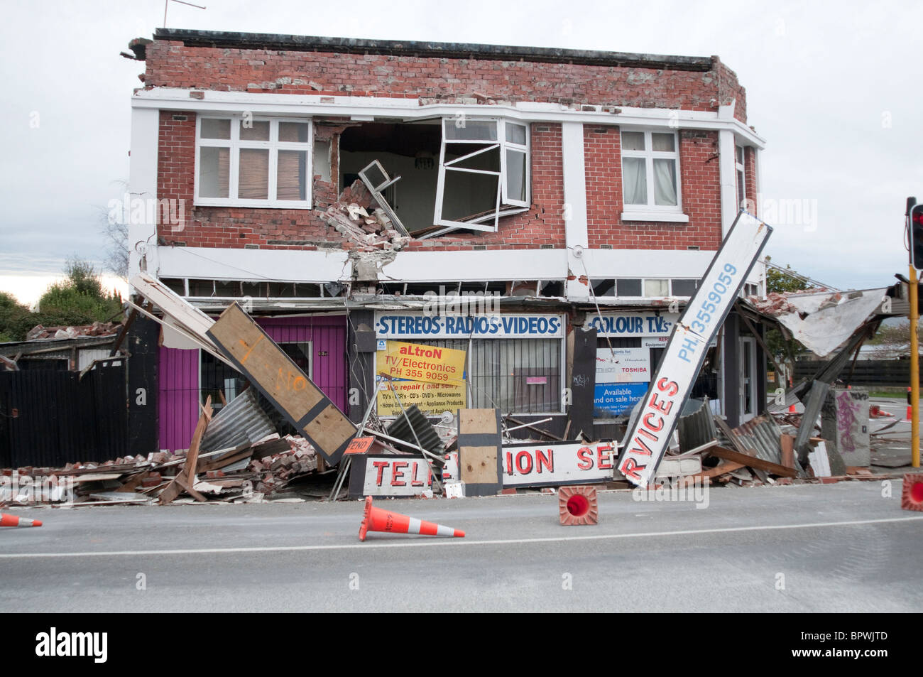 I danni del terremoto di Christchurch in Nuova Zelanda. Un forte terremoto ha colpito Christchurch venerdì 03. 09. 10 Foto Stock