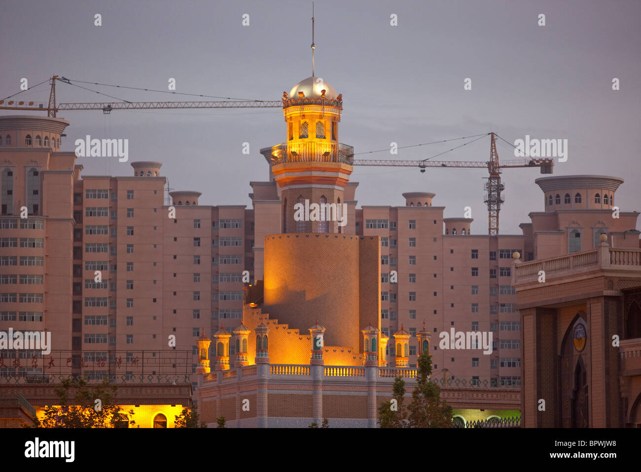 Nuova costruzione in Kashgar, Xinjiang, Cina. Foto Stock