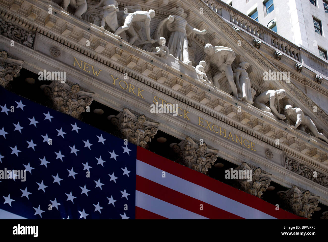 New York Stock Exchange su Wall Street nel Quartiere Finanziario di New York City NY Foto Stock