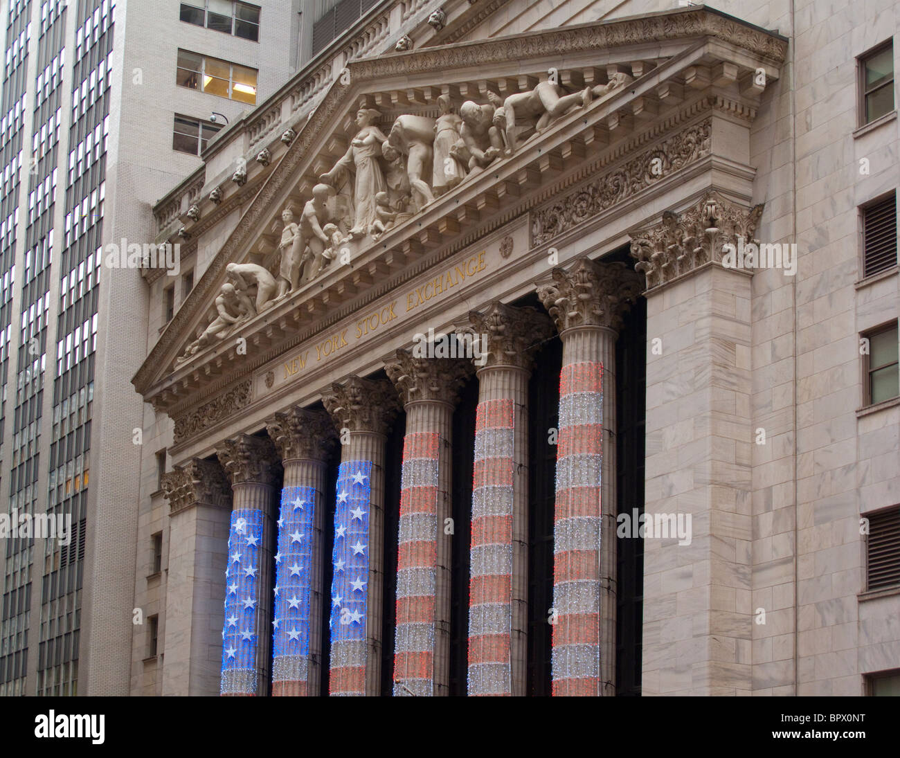 New York Stock Exchange bandiera Wall Street Foto Stock