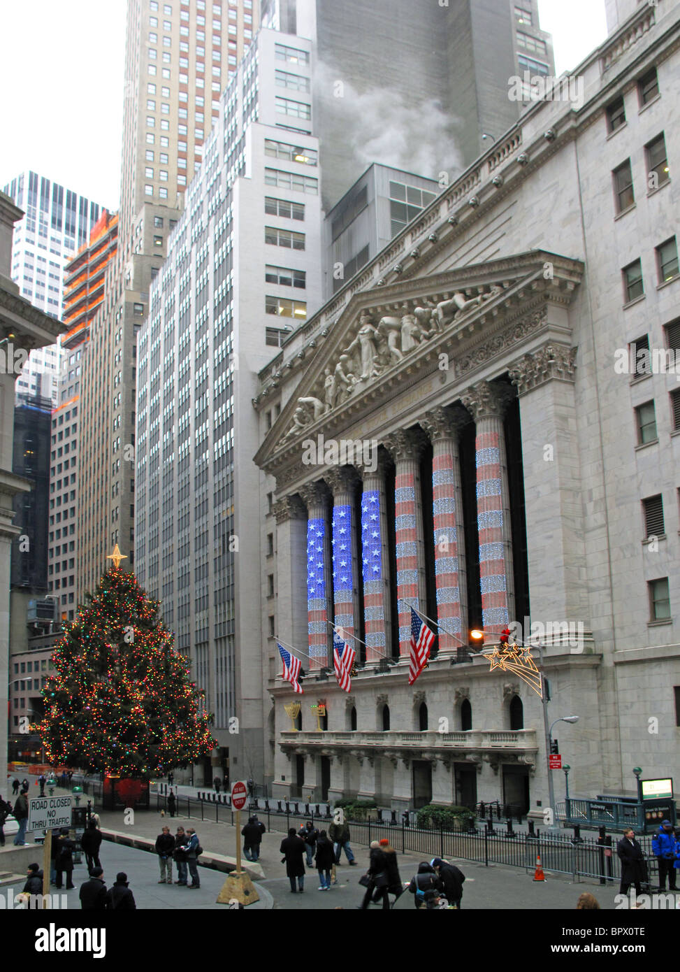 New York Stock Exchange bandiera Wall Street Foto Stock