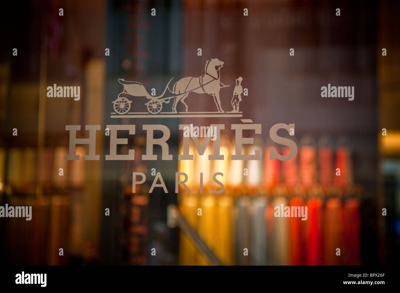La Hermes store su Broad Street di fronte al New York Stock Exchange di New York Foto Stock