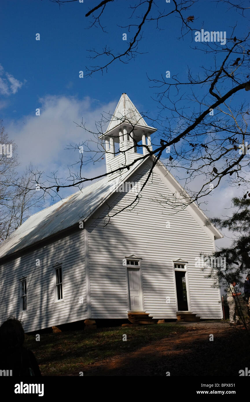 Chiesa Metodista a Cades Cove area del Parco Nazionale di Great Smoky Mountains Tennessee Foto Stock