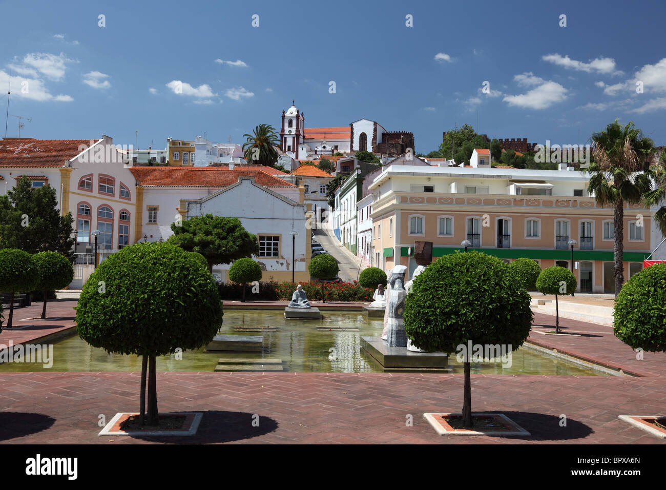 Piazza di città antica Silves, Algarve Portogallo Foto Stock
