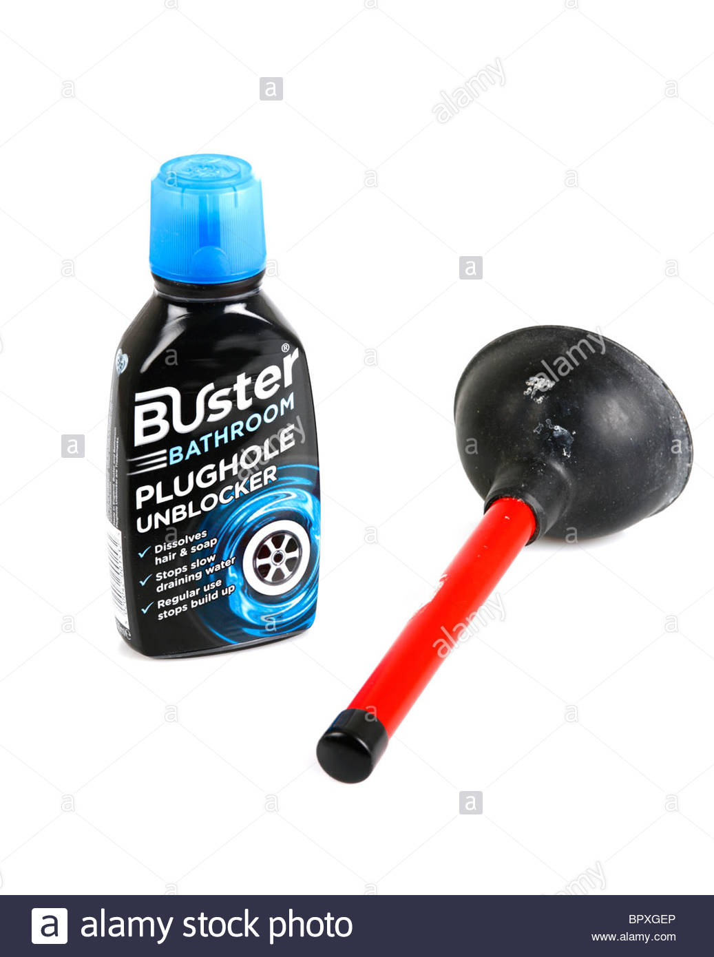 Scarico unblocker fluido per pulitura e stantuffo Foto Stock