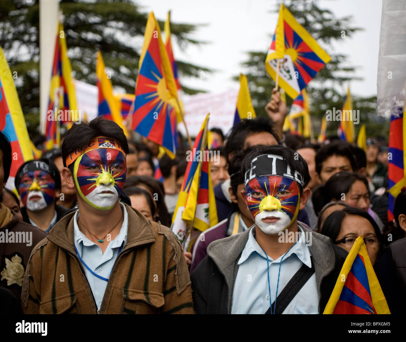 Insurrezione tibetana giorno, chiedendo per la libertà e i diritti umani in Tibet Dharamsala, Himachal Pradesh, India. Foto Stock