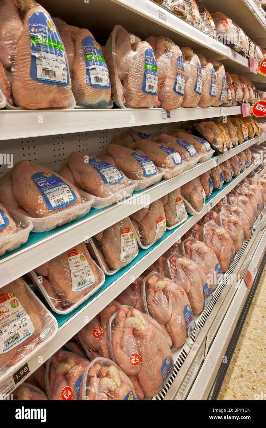 Display del forno-pronto polli in un supermercato. Foto Stock