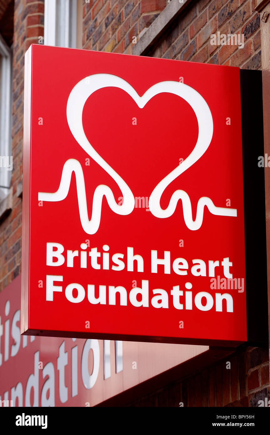 British Heart Foundation carità shop segno Foto Stock