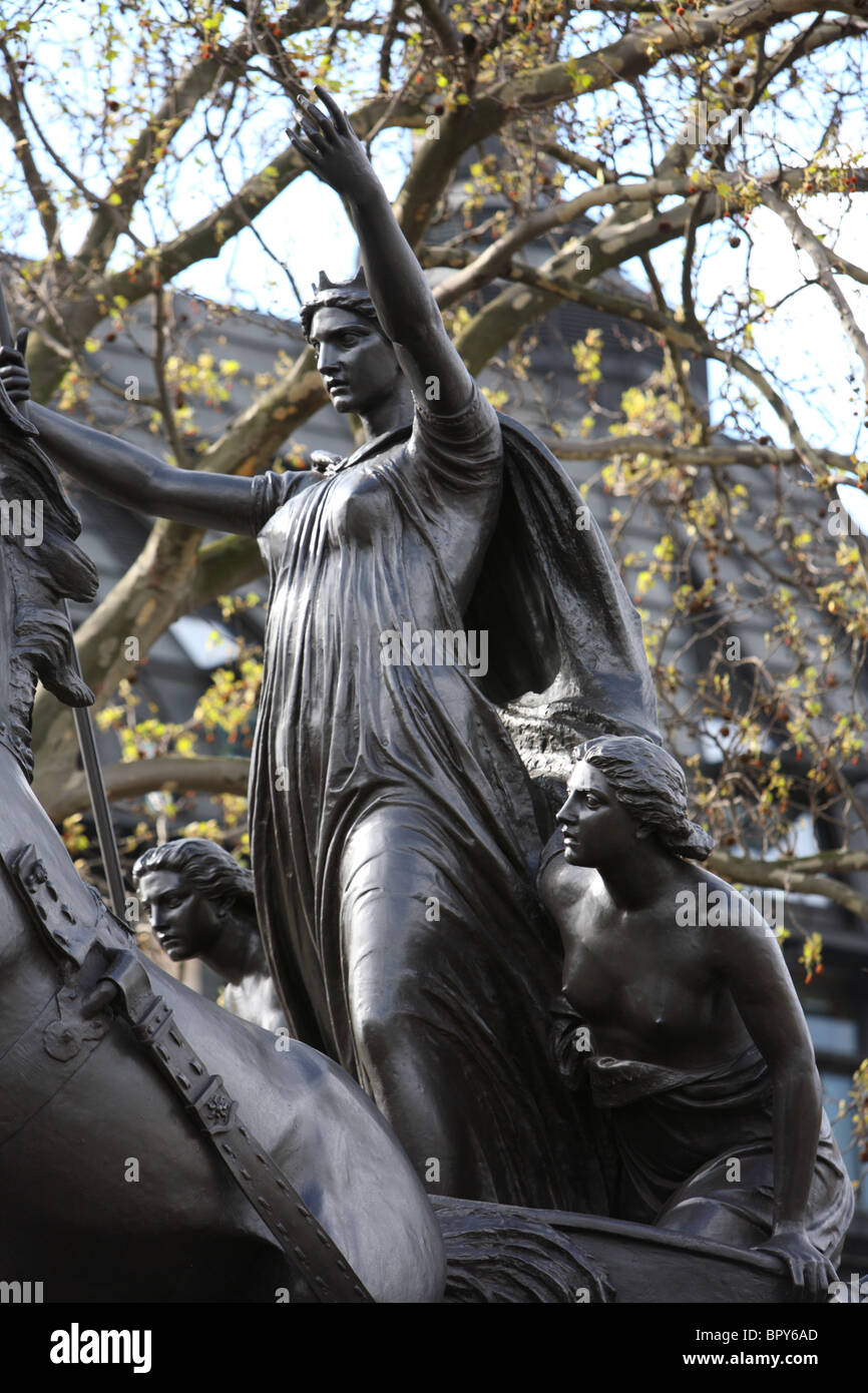 La regina Boudica monumento da Thomas Thornycroft accanto a Westminster Bridge, Embankment, Westminster, London, SW1. Foto Stock
