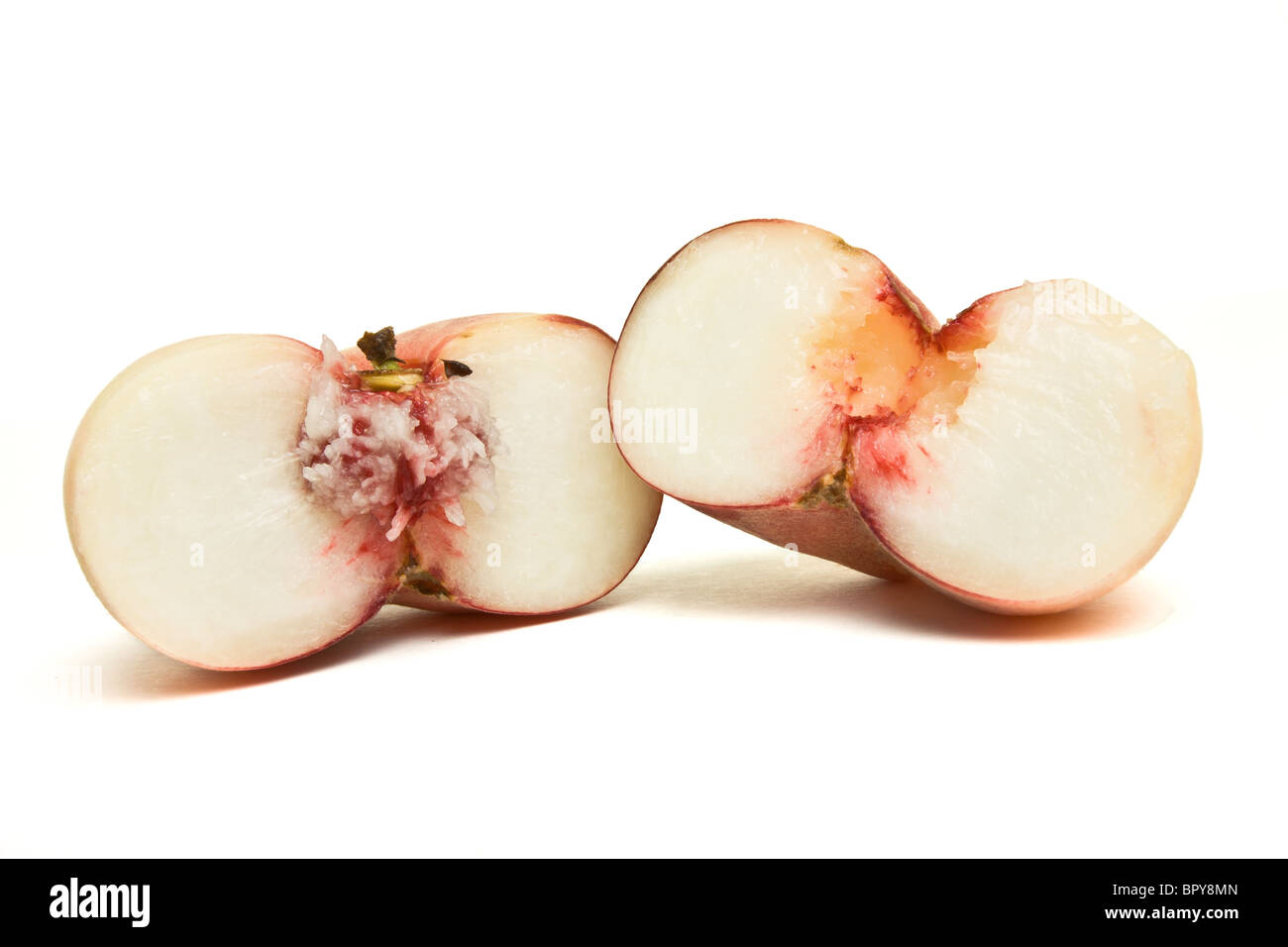 Piatti esotici peach noto anche come ciambella, cinese o saturn peach. Foto Stock