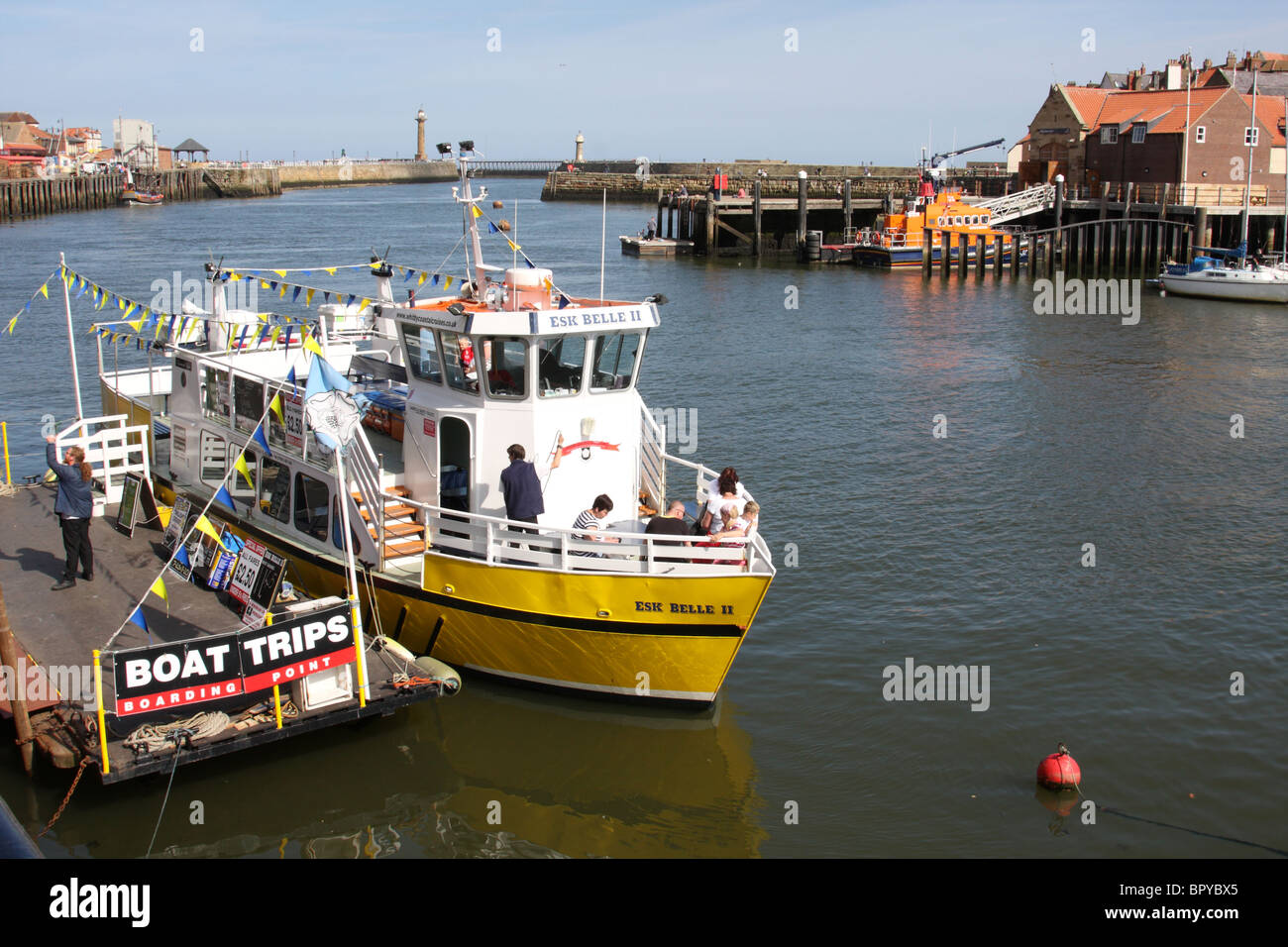 Gite in barca a Whitby, North Yorkshire. Foto Stock
