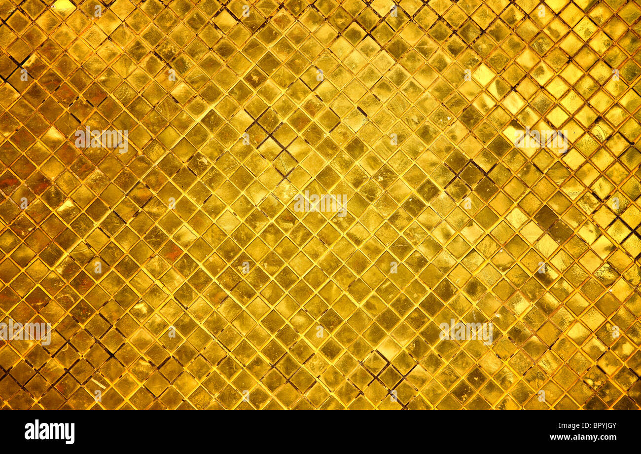 Primo piano immagine su golden tile pattern Foto Stock