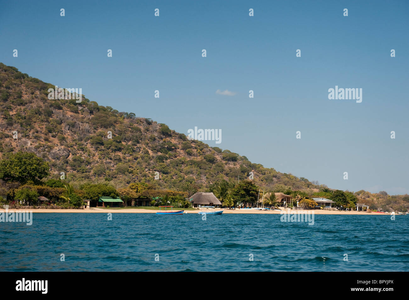 Chembe villaggio sul lago Malawi, Cape Maclear, Malawi Foto Stock