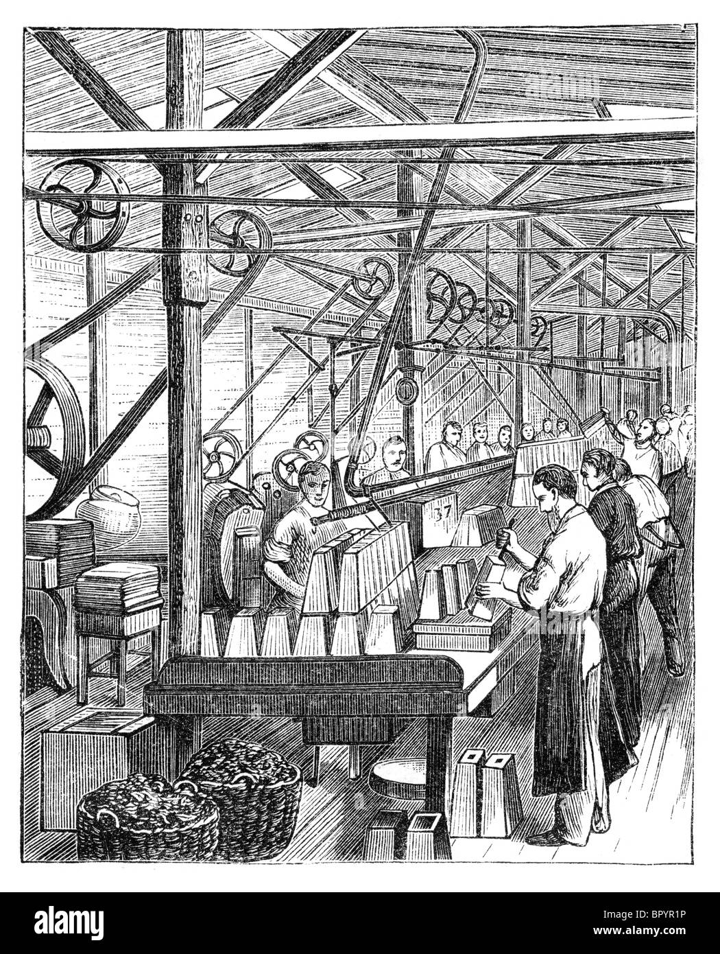 Lavoratori imballare carni in lattine di lattina. Milwaukee, Wisconsin, STATI UNITI D'AMERICA Foto Stock