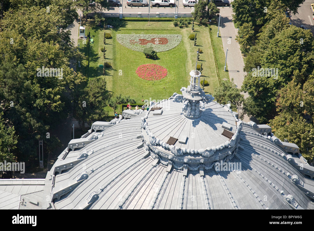 Fotografia aerea della Romanian Athenaeum nella città di Bucarest Romania Foto Stock