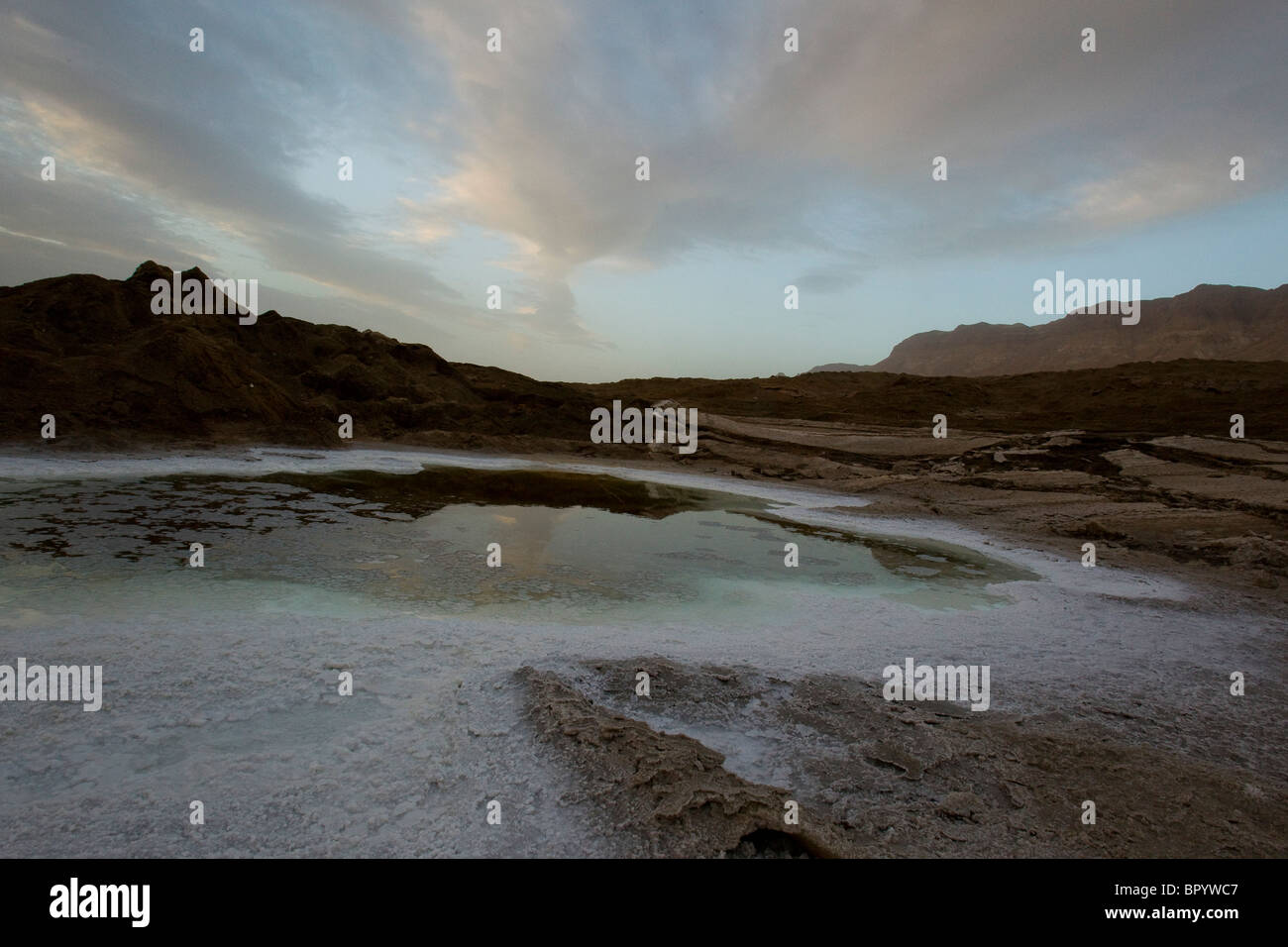 La fotografia aerea di una dolina nel Mar Morto Foto Stock