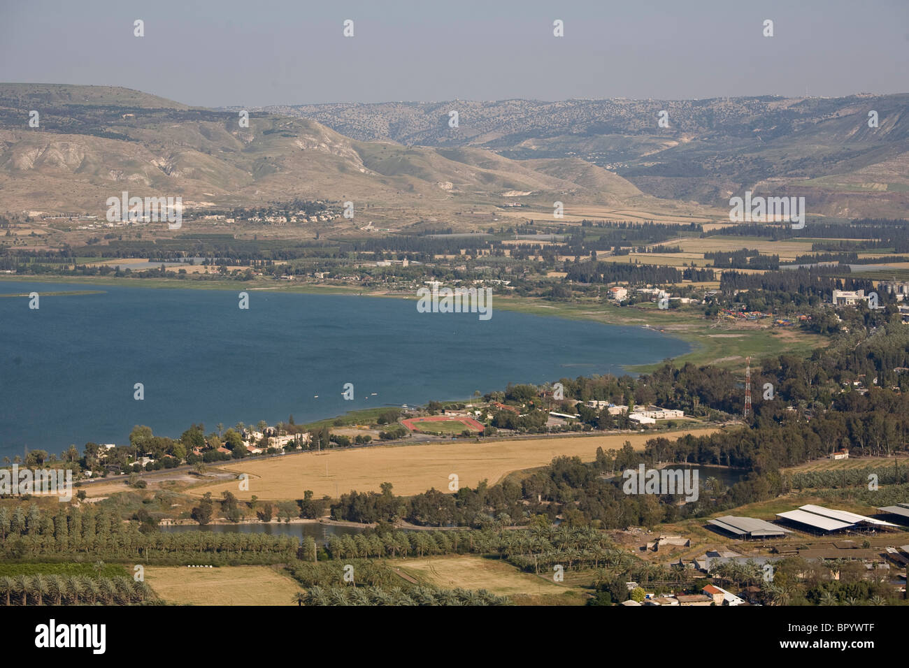 Fotografia aerea del Mare di Galilea Foto Stock