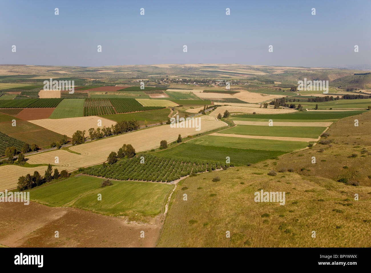 Fotografia aerea dell'agricoltura campi di Yavne el valle in Bassa Galilea Foto Stock
