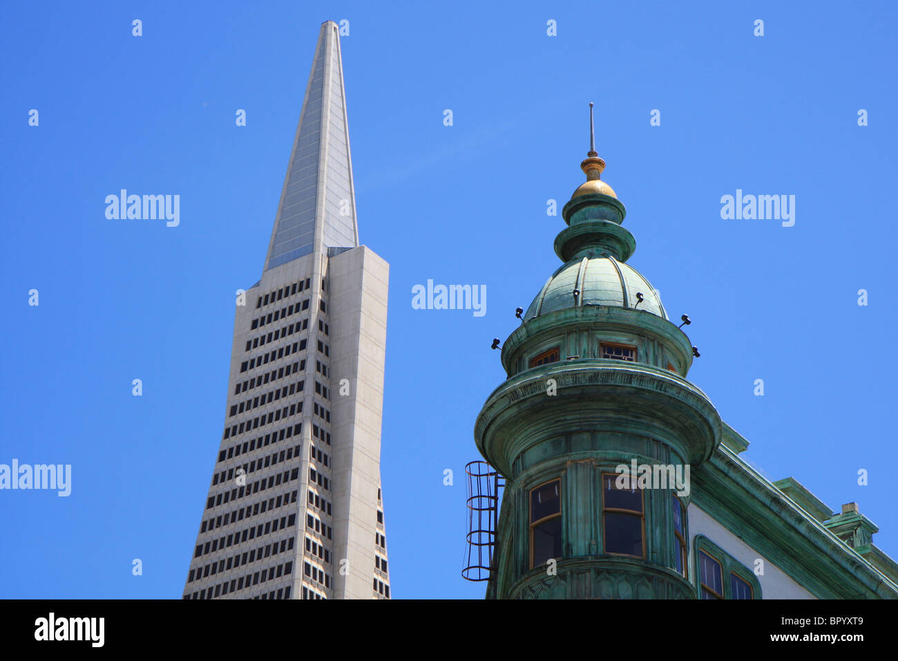 Piramide Transamerica e Columbus tower, San Francisco, California, Stati Uniti d'America Foto Stock