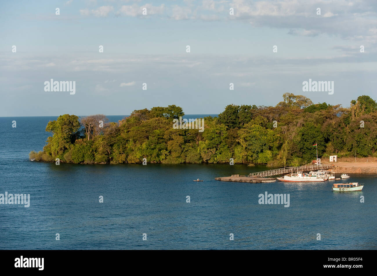 Pontile sul Lago Malawi, Nkhata Bay, Malawi Foto Stock