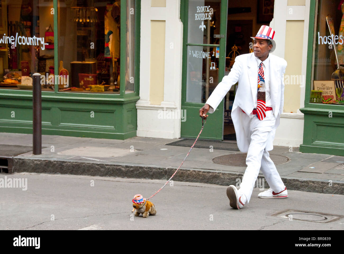 Performer di strada nel Quartiere Francese di New Orleans, in Louisiana, Stati Uniti d'America Foto Stock