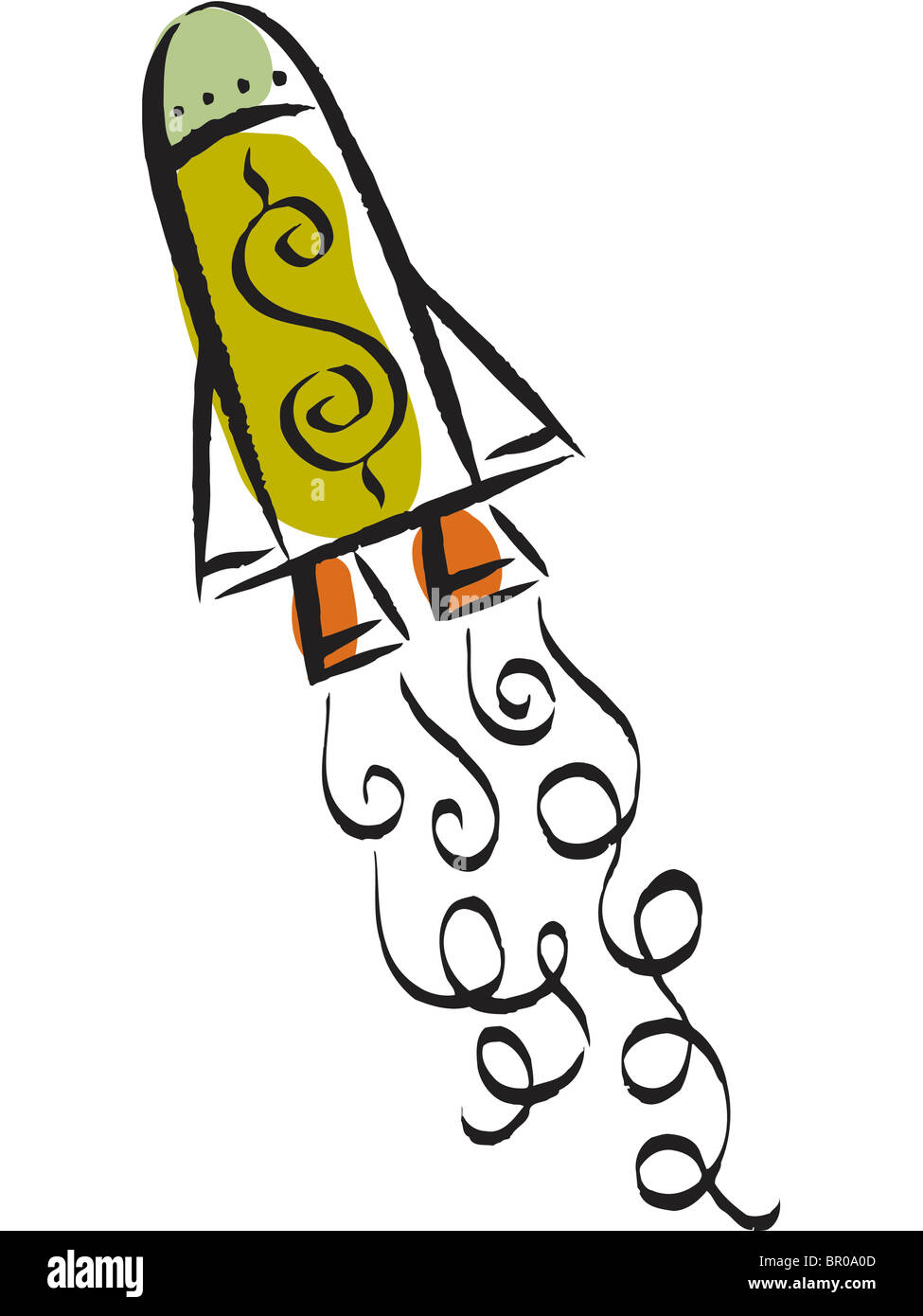 Un razzo che illustra sky profitti elevati Foto Stock