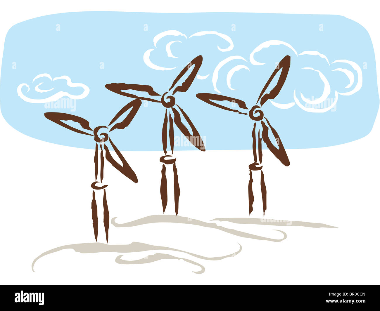 Le turbine eoliche in piedi contro il cielo blu Foto Stock