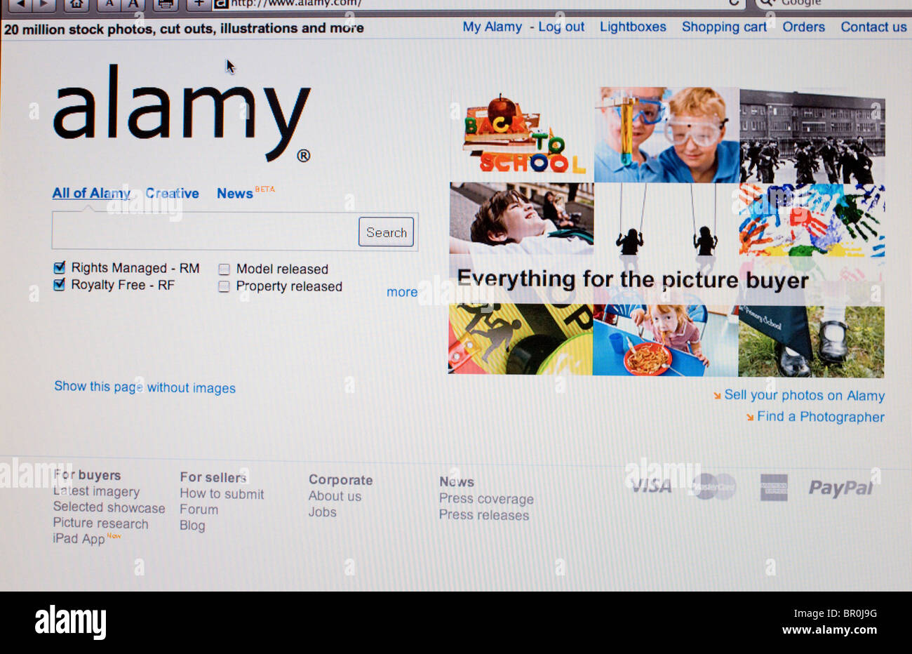 Alamy Screenshot - 20 milioni di immagini landmark Foto Stock
