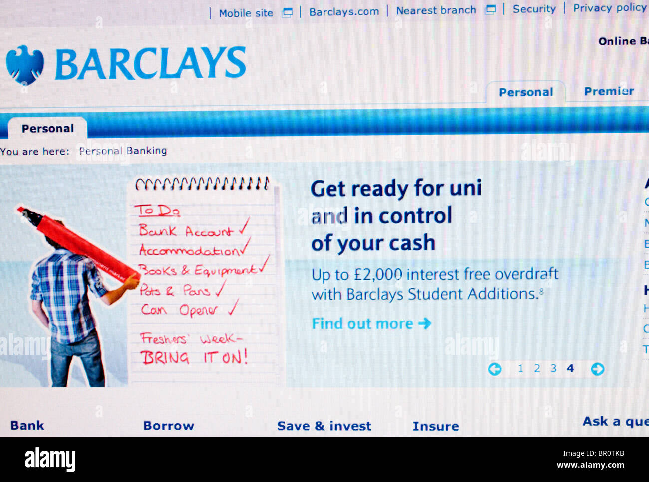 Barclays Bank Screenshot Foto Stock