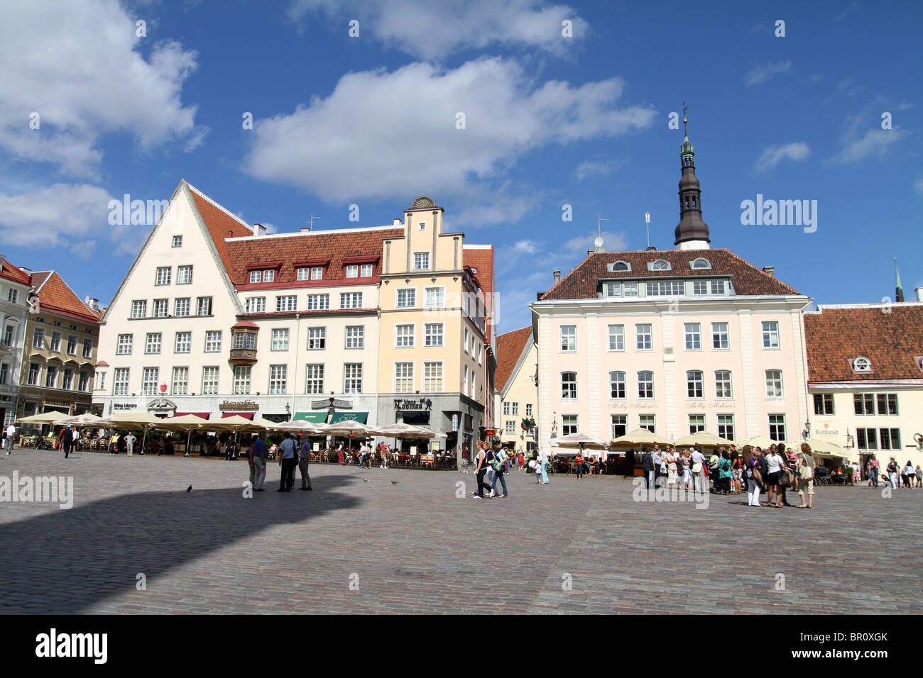 Raekoja Plats, la piazza del Municipio di Tallinn, Estonia Foto Stock