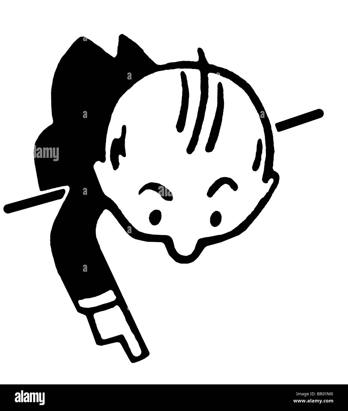 Una versione in bianco e nero di un cartone animato in stile di disegno di un imprenditore Foto Stock