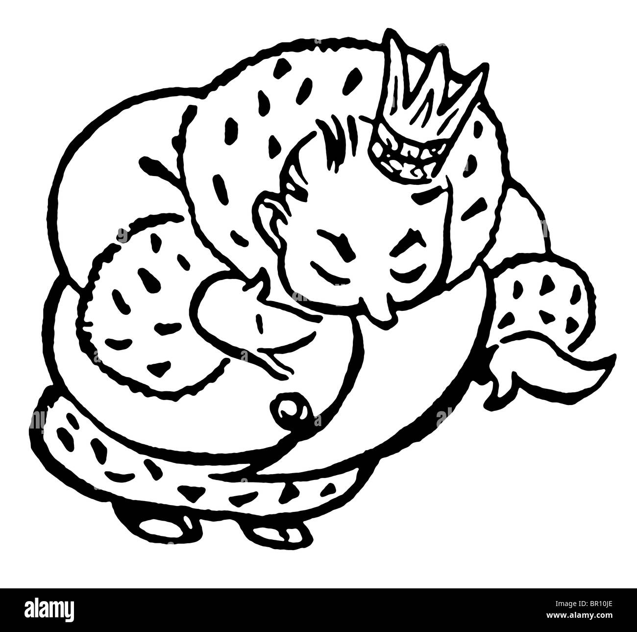 Una versione in bianco e nero di un cartone animato in stile di disegno di un regal re Foto Stock