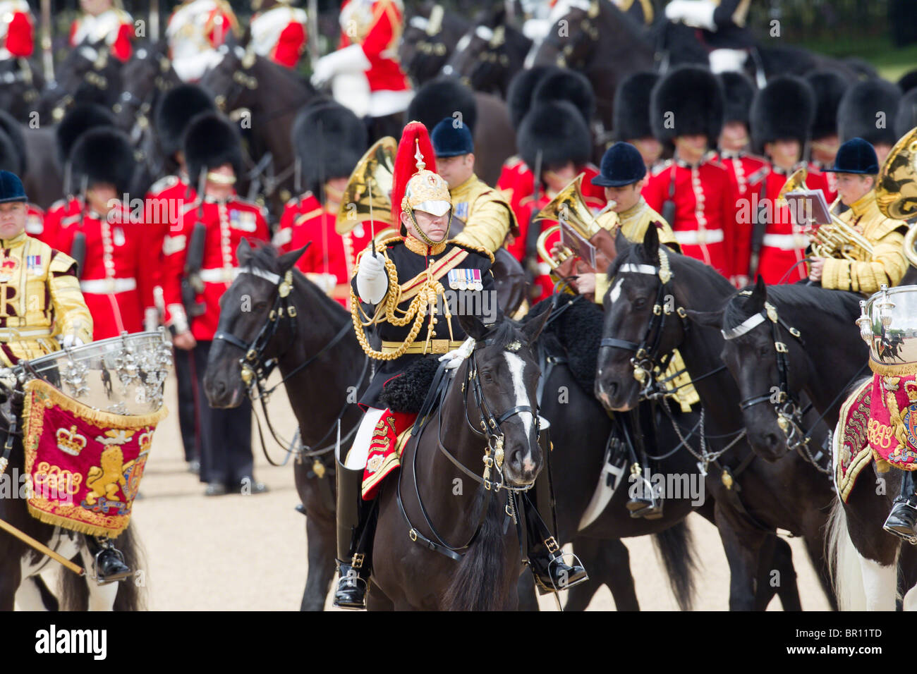 Montato bande della cavalleria della famiglia. "Trooping il colore' 2010 Foto Stock