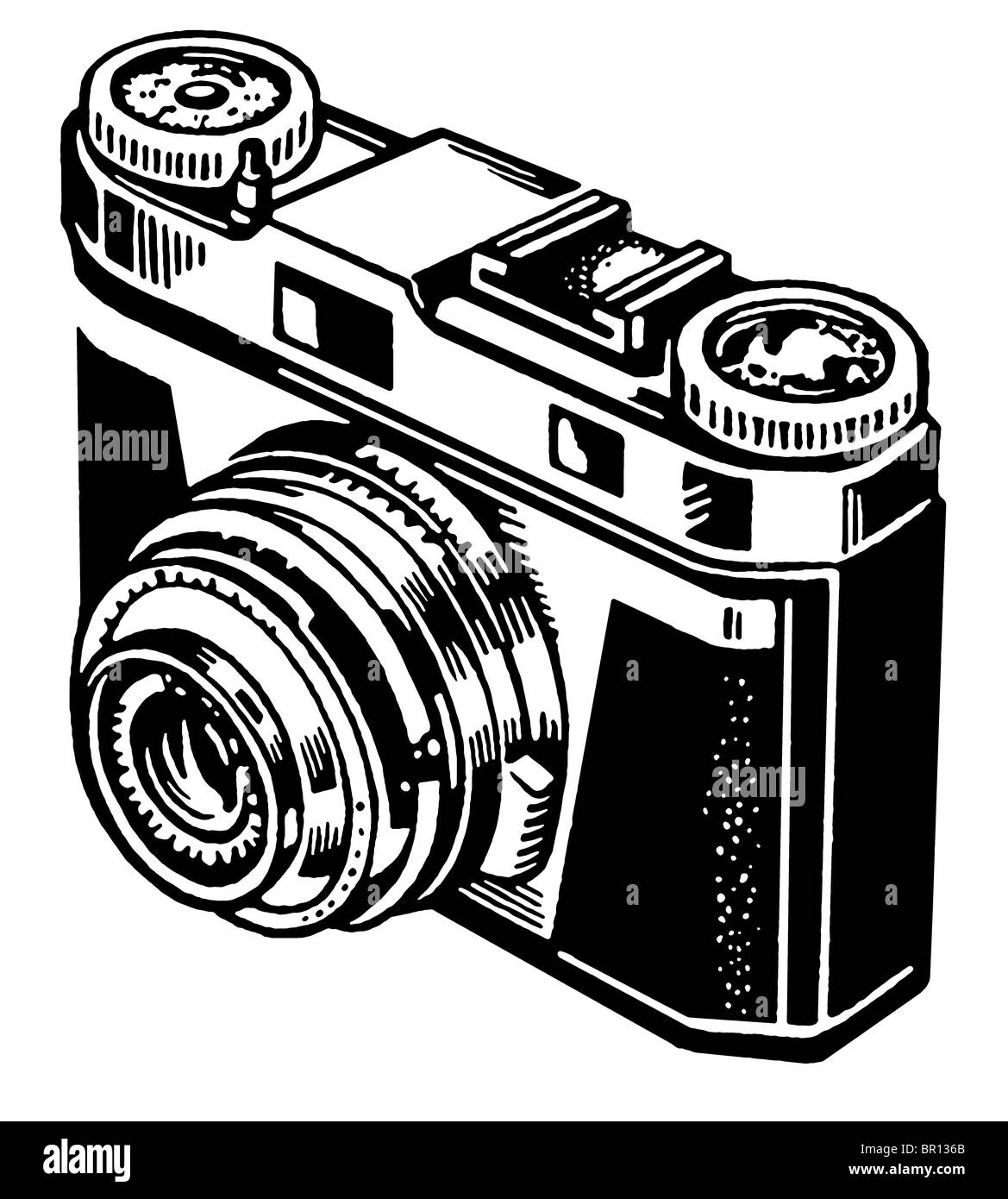 Una versione in bianco e nero di una telecamera vintage Foto Stock