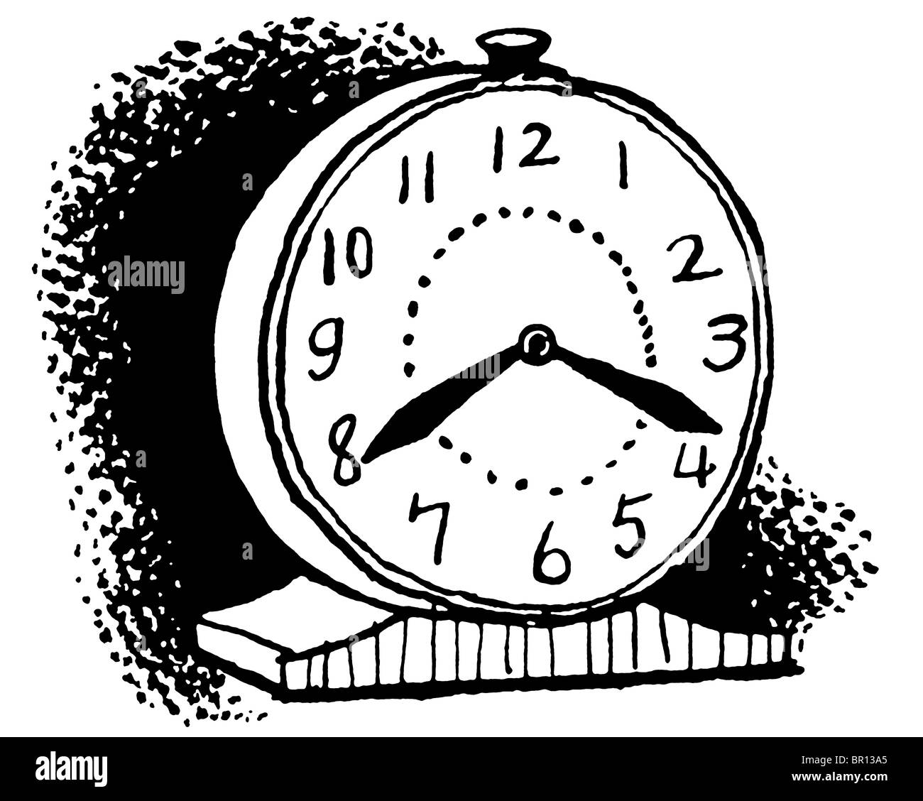 Una versione in bianco e nero di un orologio vintage Foto Stock