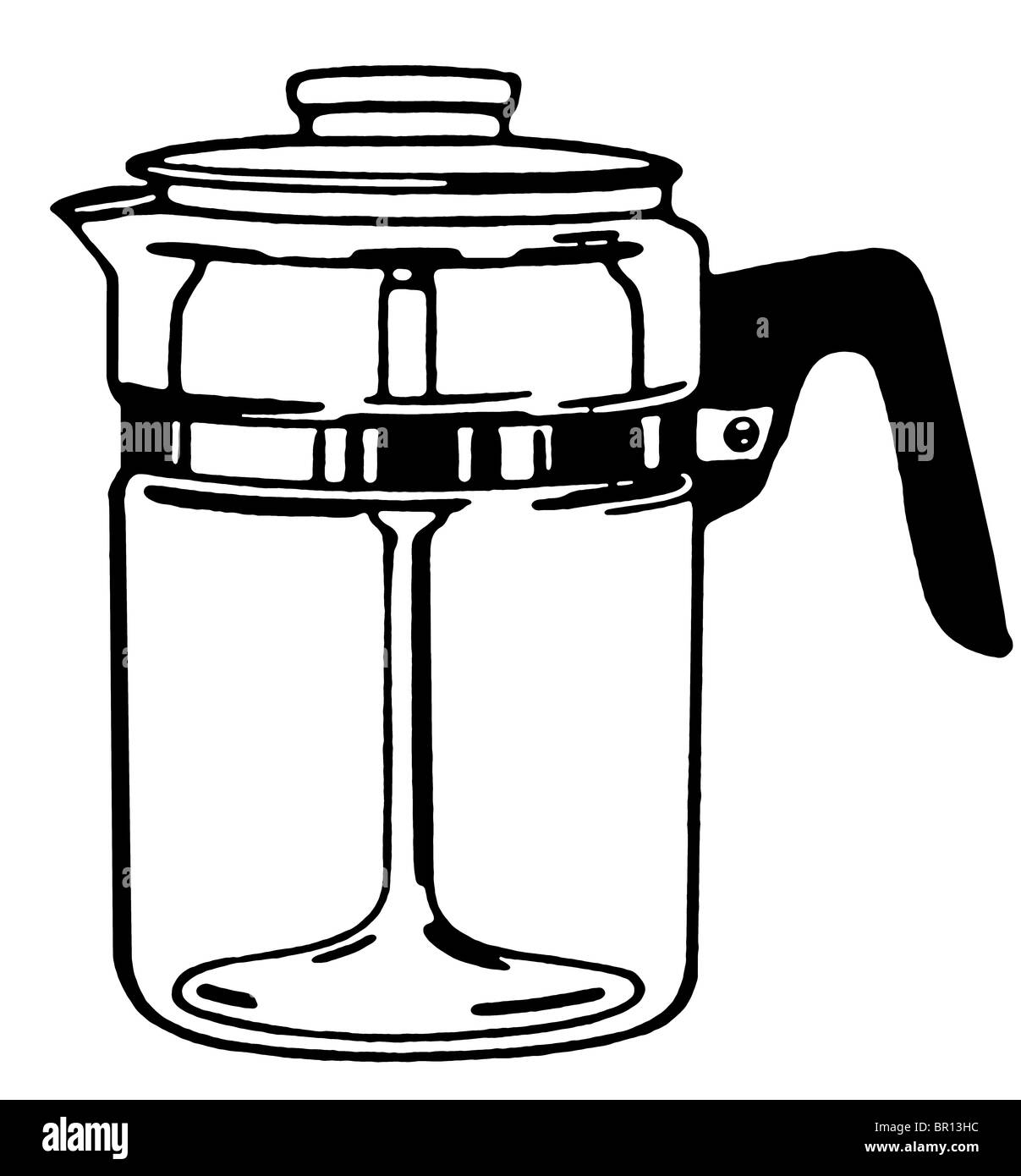 Una versione in bianco e nero di un POT del caffè Foto Stock