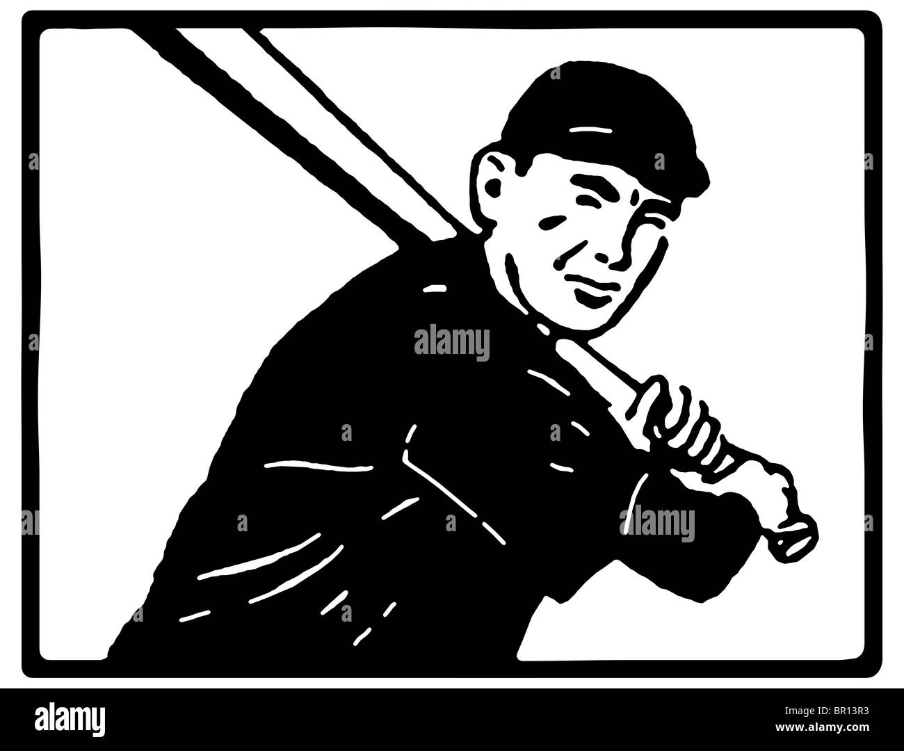 Una versione in bianco e nero di una grafica ritratto di un giocatore di baseball Foto Stock Una versione in bianco e nero di una grafica ritratto di un giocatore di baseball Foto Stock