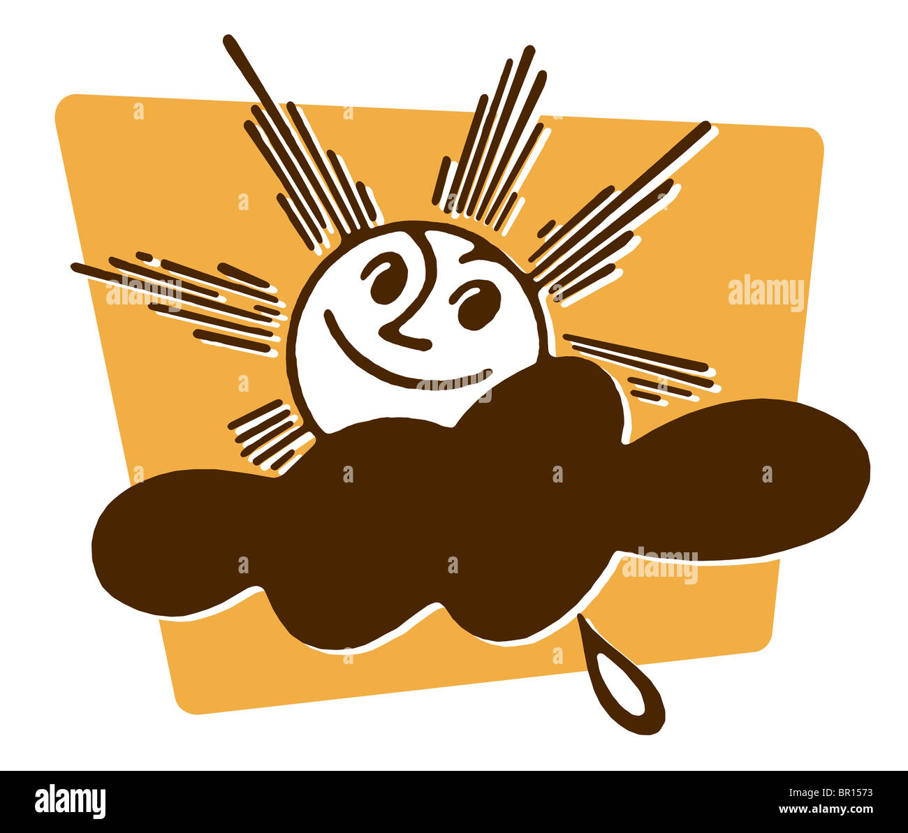 Uno stile cartoon immagine di un sole splendente Foto Stock