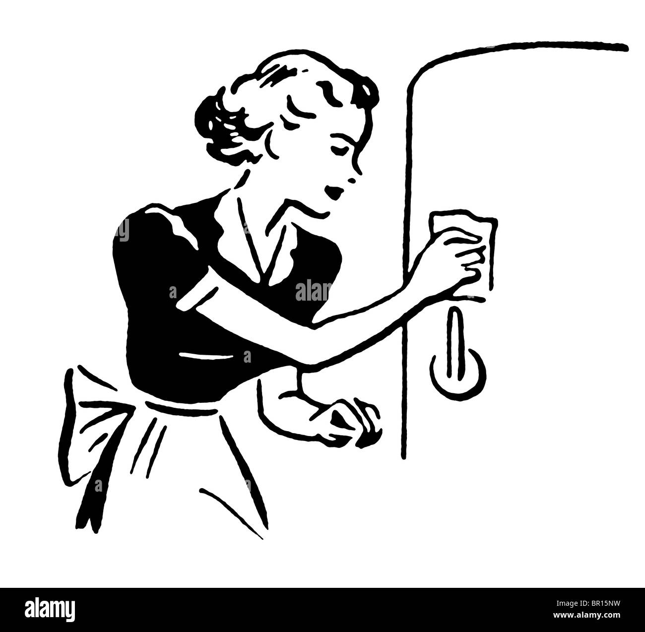 Una versione in bianco e nero di un stile vintage ritratto di una donna Foto Stock