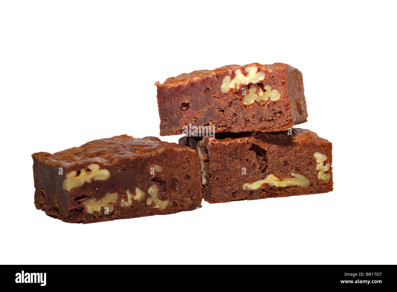 Fresche fatte in casa brownie al cioccolato con dadi Foto Stock