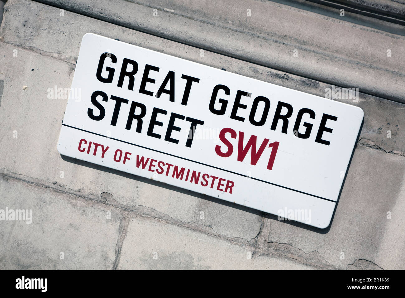 Great George Street, Westminster, strada segno, Londra Foto Stock