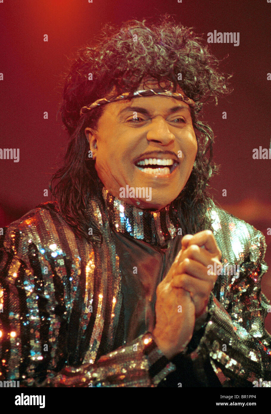 Little Richard esegue sul green in New Haven, CT. Foto Stock