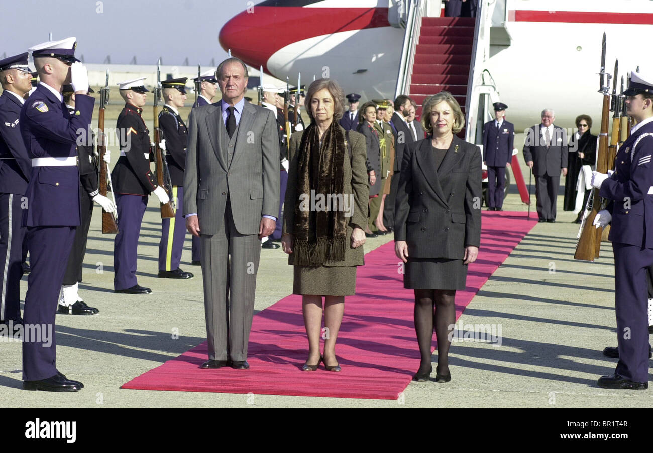 Re della regina di Spagna arriva a Andrews Base Militare di Maryland Foto Stock